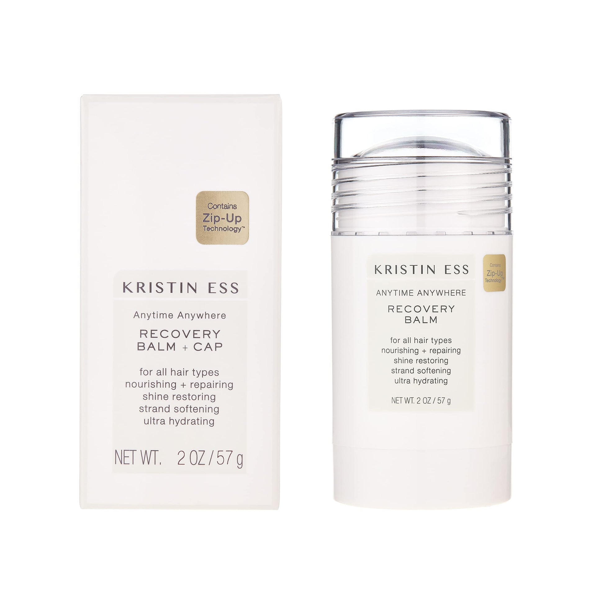 Kristin Ess Hair Recovery Balm Treatment for Damaged Hair + Slick Back Styles - Ponytails, Buns with Coconut and Castor Oils, Edge Control, Restores Shine and Softens, Clean Girl Essentials 2oz