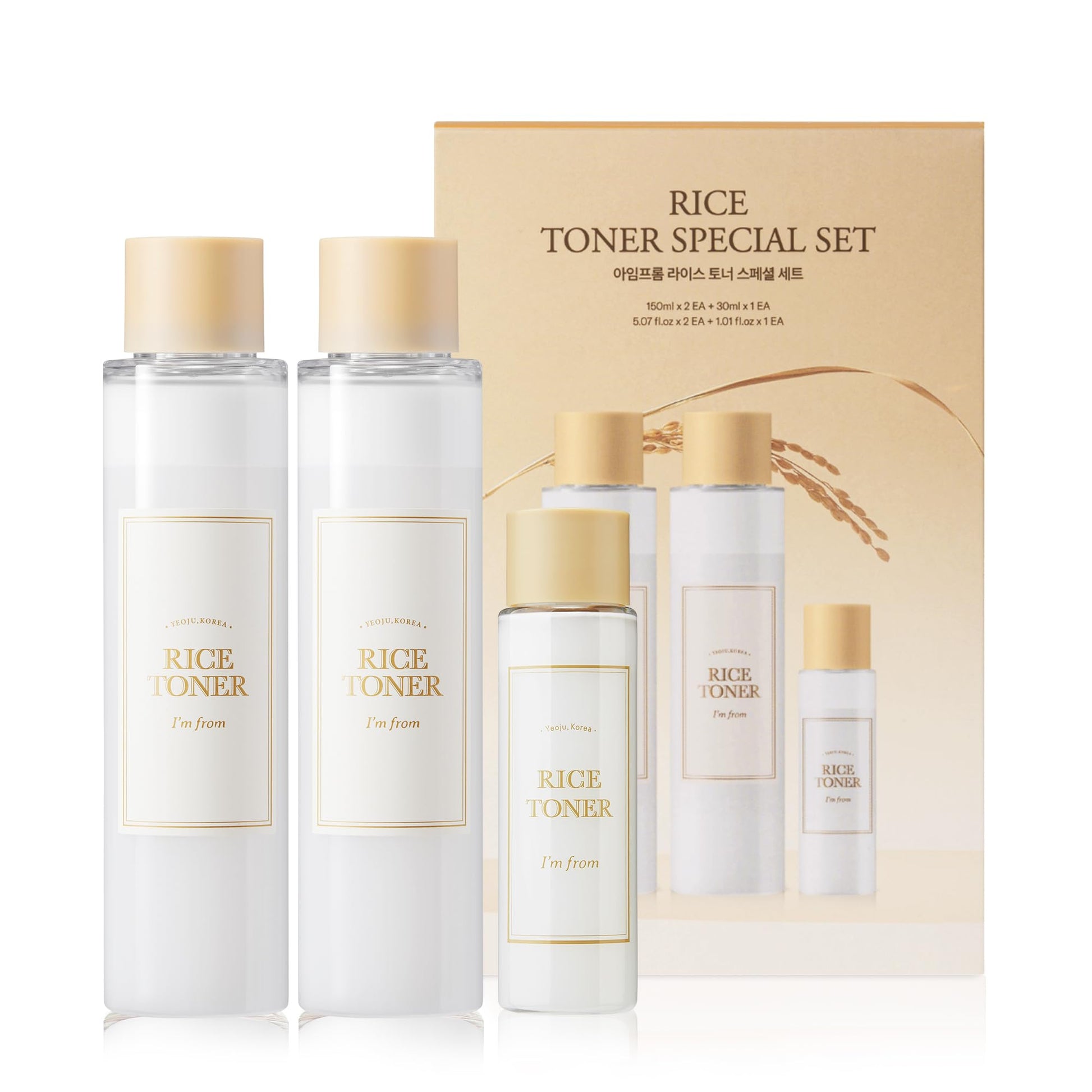 I'm from Rice Toner Special Set 11.15 Fl Oz, Limited Edition, Hydrating for Dry Skin, Vegan, Alcohol Free, Fragrance Peta Approved, K Beauty