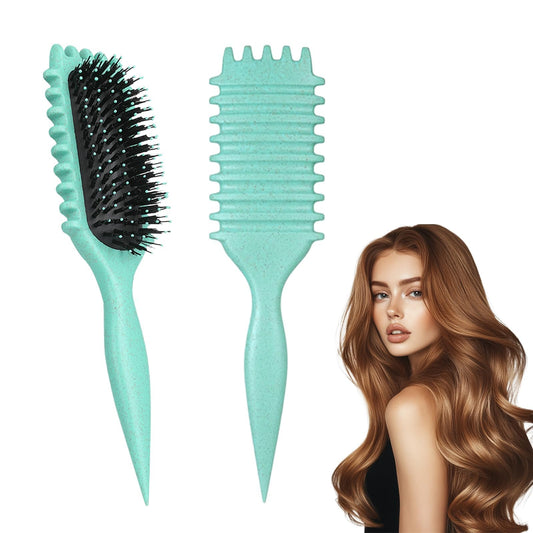 Curl Defining Hair Brush, 2025 Flash Hair Styling Brush for Curly Hair, Shaping & Defining Curls for Women（Green)