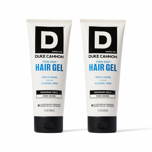 Duke Cannon Firm Grip Hair Gel, 7 oz Maximum Hold, High Shine, Alcohol-Free, Water-Based Formula with Coconut Oil & Oat Extract, Ideal for Short to Medium Styles