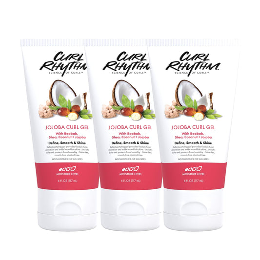 Jojoba Curl Gel (3 Pack) - Defining Hair Gel for Bouncy, Nourished Curls - Curly Hair Styling Gel with Shea and Coconut