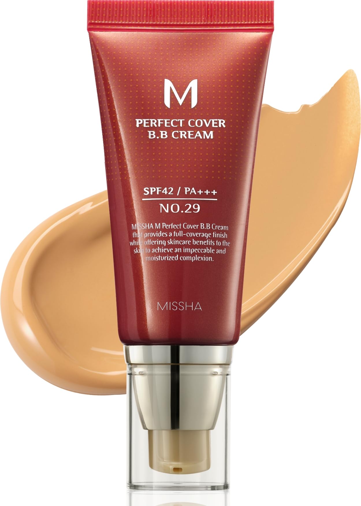 MISSHA M Perfect Cover BB Cream No.29 Caramel Beige - Medium/Tan with Warm Undertone SPF 42 PA +++ 1.69 Fl Oz - Tinted Moisturizer with SPF