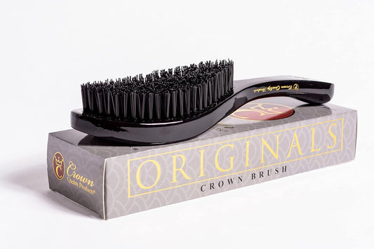 Crown Quality Products Original Contour 360 Wave Brush - Hard Flex Bristles (Black, Gold) Hairbrush