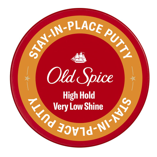 OLD SPICE Stay-In-Place Hair Styling Putty for Men, High Hold, Very Low Shine, 2.22 Oz
