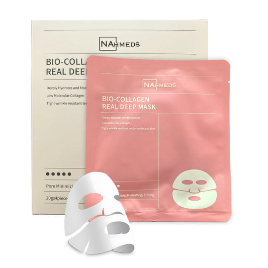 Bio-Collagen Real Deep Mask, Low Molecular Collagen, Deeply Hydrates and Moisturizes, 20gX4 Piecs