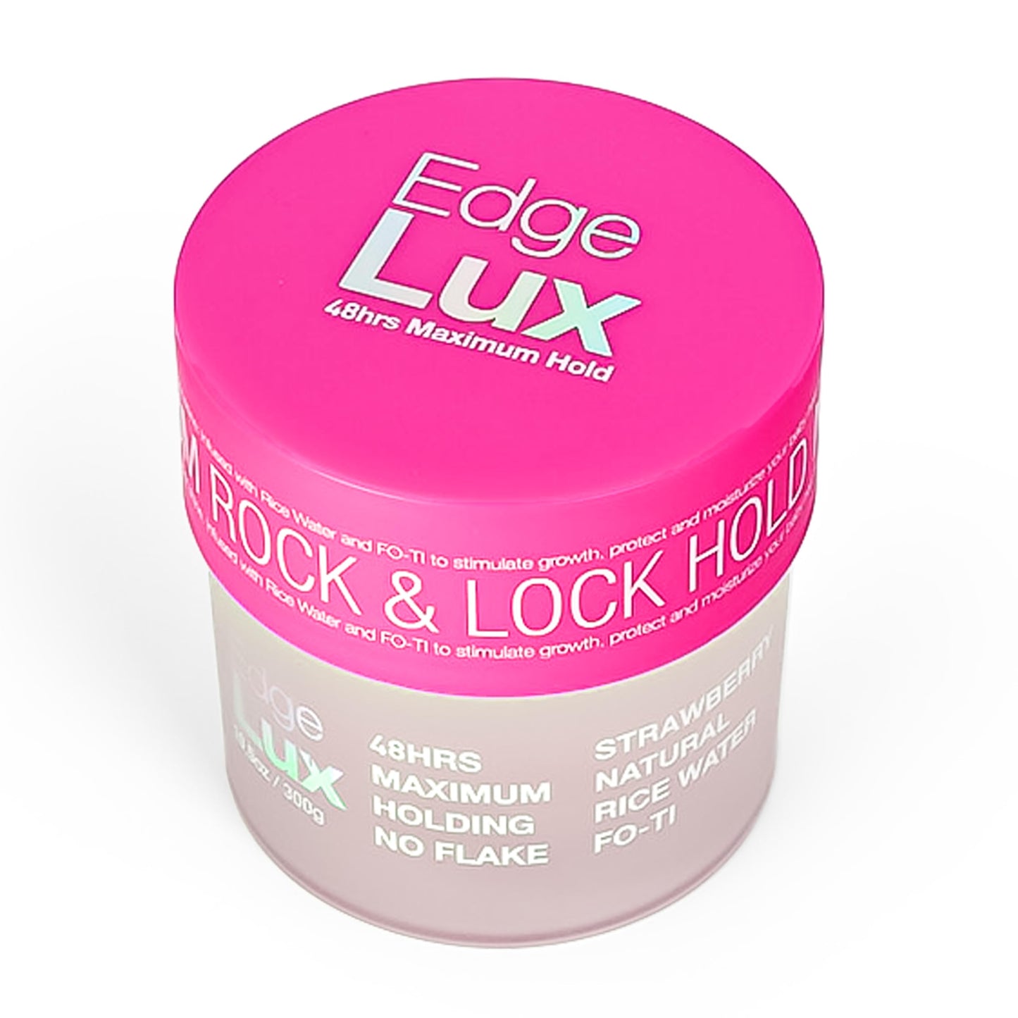 Edge Lux Strawberry Edge Control Gel with Castor Oil, Keratin, Biotin, and Olive Oil - 48 Hour Maximum Hold, Non-Flaking, Non-Greasy, Scented, Conditioning Styling Gel for All Hair Types, 10.58 Ounce