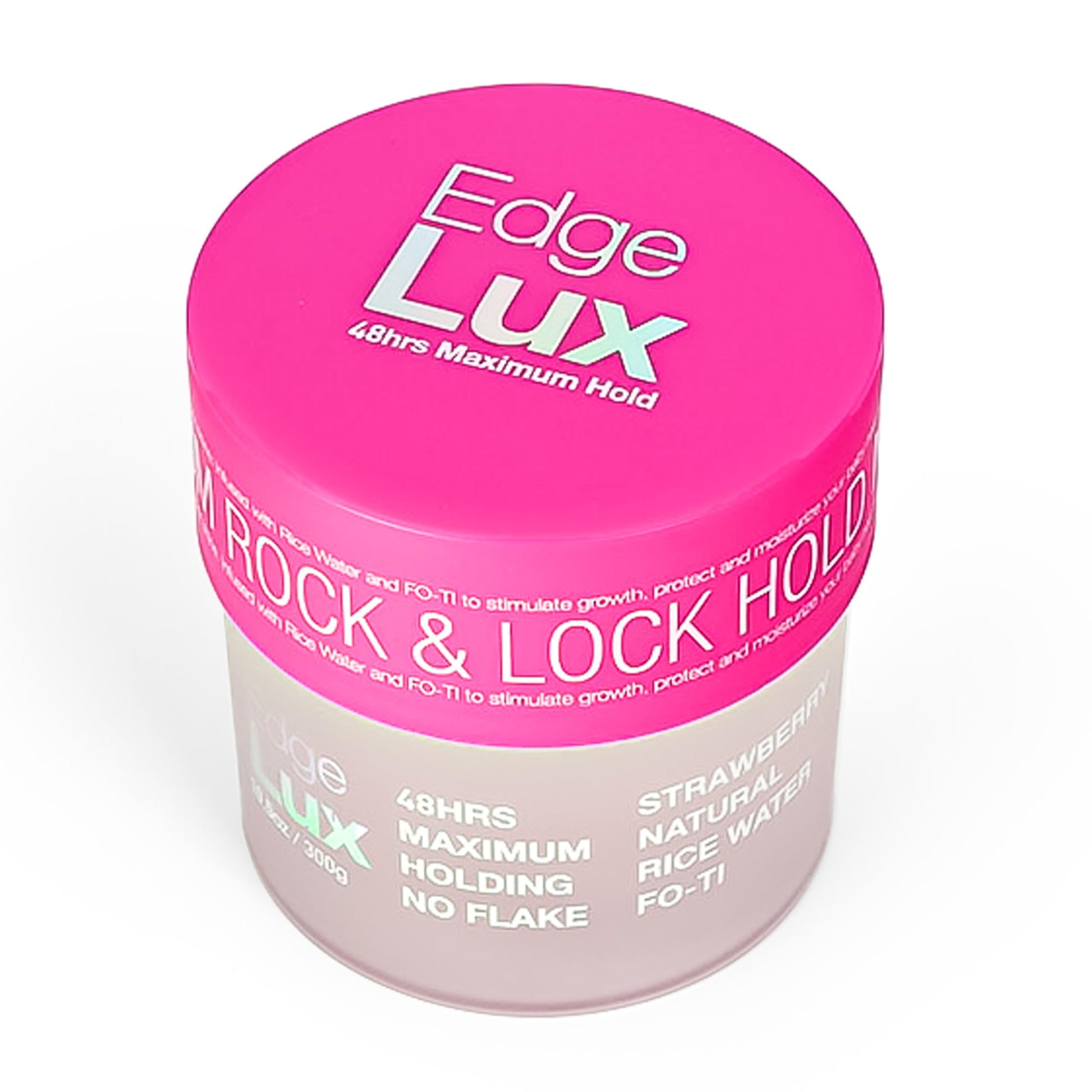 Edge Lux Strawberry Edge Control Gel with Castor Oil, Keratin, Biotin, and Olive Oil - 48 Hour Maximum Hold, Non-Flaking, Non-Greasy, Scented, Conditioning Styling Gel for All Hair Types, 10.58 Ounce