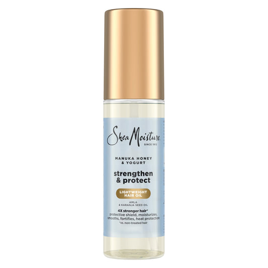 SheaMoisture Strengthen & Protect Hair Oil Manuka Honey & Yogurt Reduces Heat Damage and Protects Hair with an Amla Oil and Manuka Honey Infused Lightweight Formula 3.3fl oz