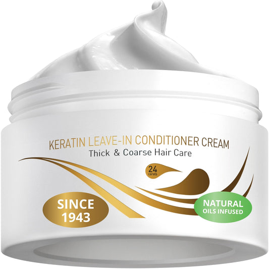 VITAMINS hair cosmetics Keratin Leave in Conditioner Cream - Indulgent Anti Frizz Conditioning for Curly Hair - Curl Defining Styling Detangler for Thick Coarse Natural Dry Damaged Hair