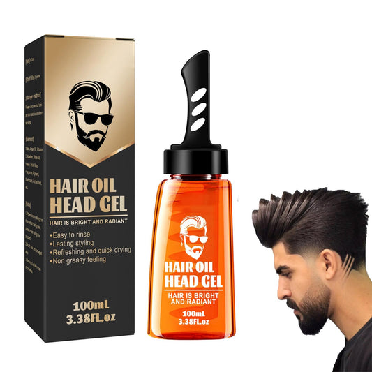 Long-Lasting Fluffy Men's Hair Styling Gel and Wax, 2-in-1 with Comb - Fast Build, Moisturizing, 100ml