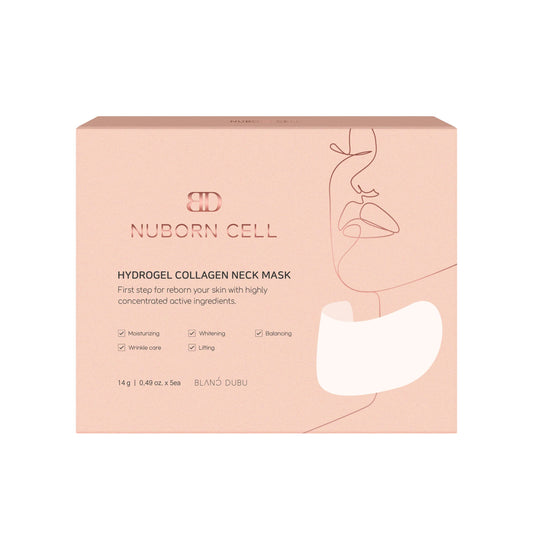 Nuborn Cell Hydrogel Collagen Neck Mask | Stem Cell Mask for Face and Neck | Niacinamide Collagen Peptides Hyaluronic Acid for Glass Skin | Made in Korea, (5 neck masks) Pack of 1