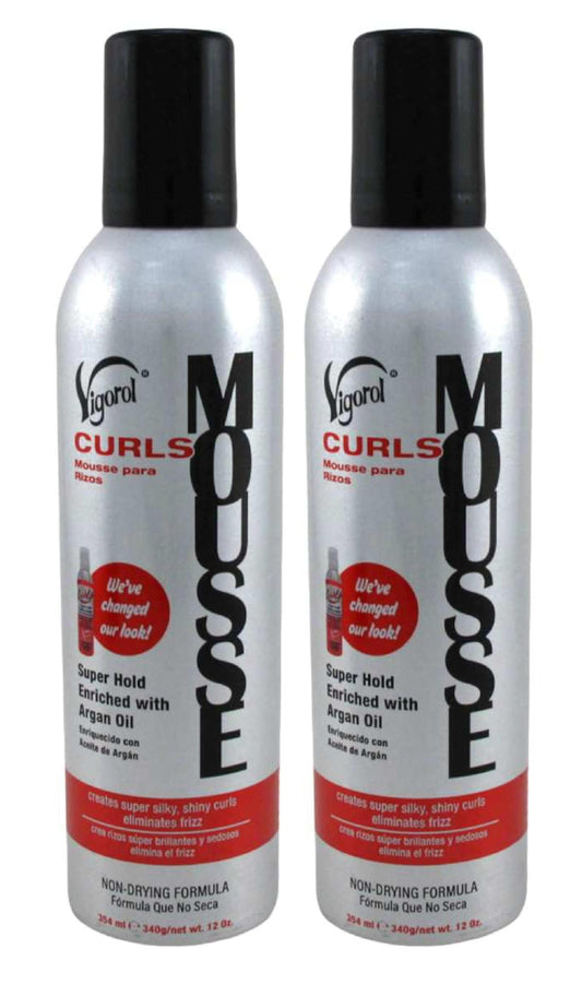 Vigorol Mousse Curl Super Hold With Argan Oil 12 Ounce Alcohol Free (354ml) (2 Pack)