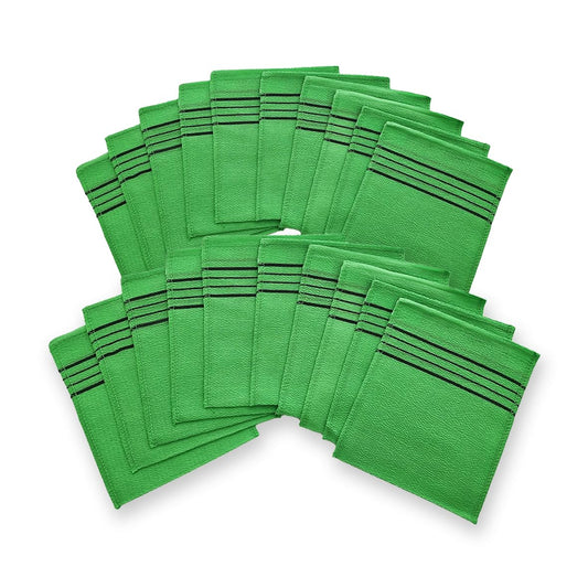 xenoz Korean Exfoliating Washcloth 20 Pcs Body Scrub Mitts for Bath & Shower | Gentle Korean Spa Exfoliator for Smooth Skin | Reusable Towel | Made in Korea