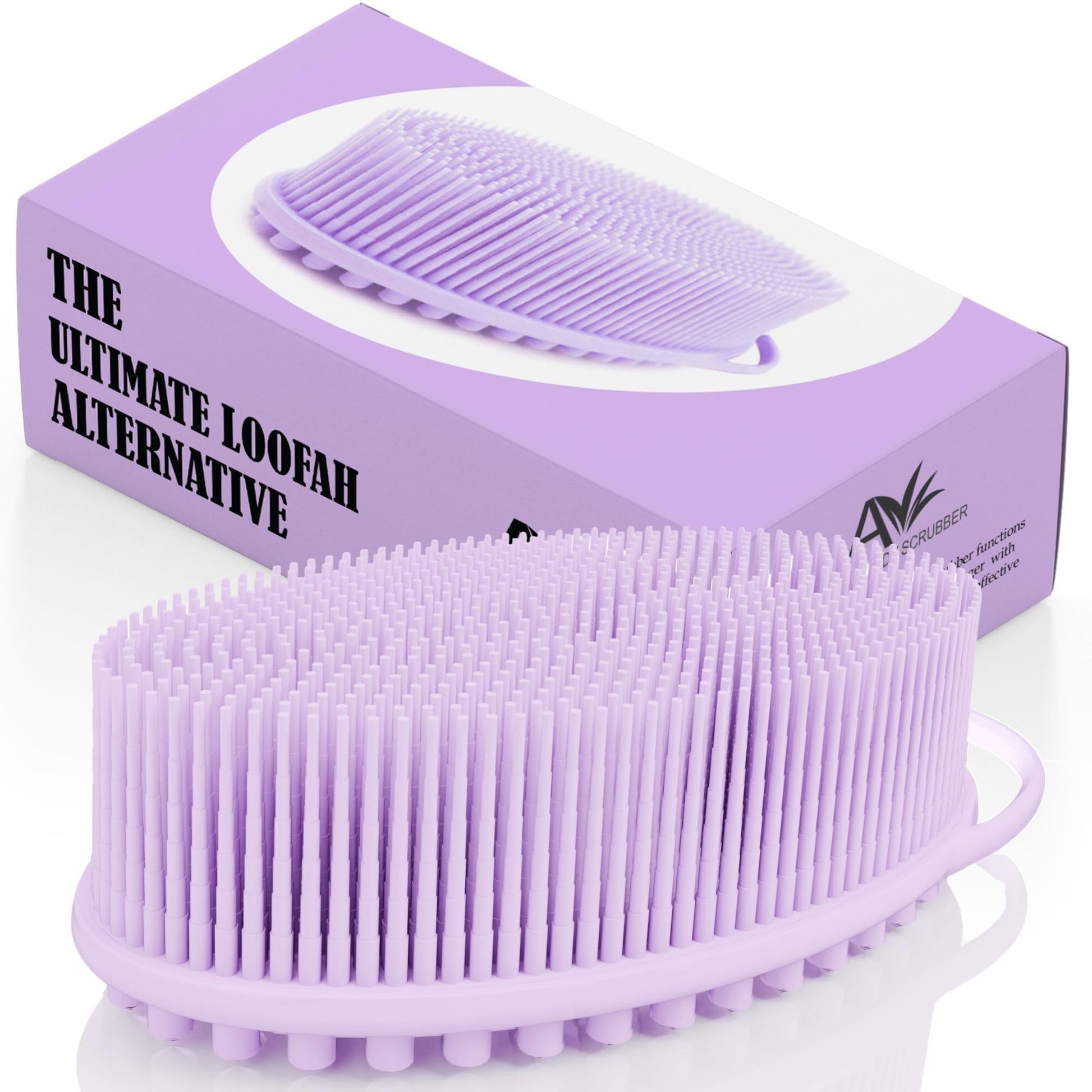 Avilana Silicone Body Scrubber Gentle Shower Brush & Loofah ALTERNAtive- Food Grade & Lab Tested Fast-Drying, Hygienic, BPA-Free Silicone Body Gentle Exfoliator (Lavender, Massage)