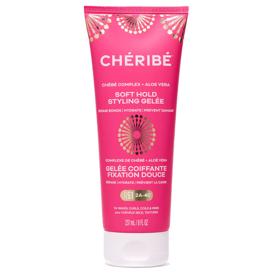Cheribe Soft Hold Styling Gelee with 100% Chebe Complex + Aloe Vera, Curl Defining, Hydrating & Shine Enhancing Styling Gel For All Textures 2A-4C & Porosities, Alcohol-Free, 8 fl oz