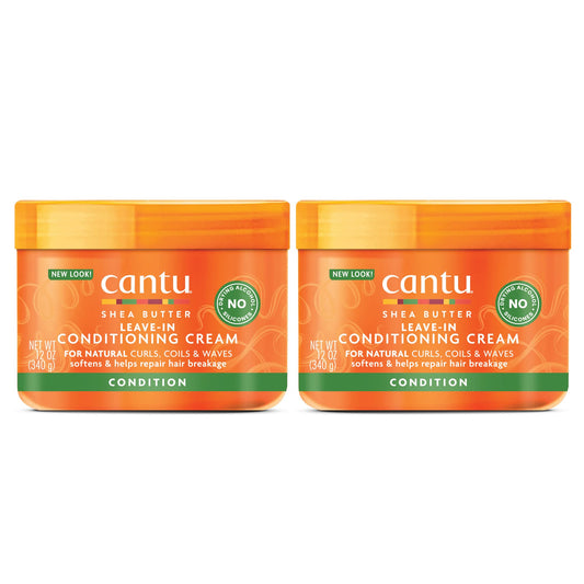 CANTU Leave-In Conditioning Cream for Natural Hair with Pure Shea Butter, 12 oz (Pack of 2)