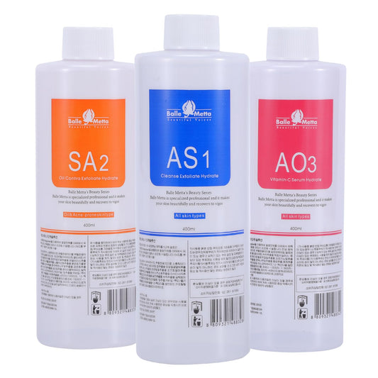 AS1 SA2 AO3 Beauty Salon Professional DERMAbrasion Facial Solution Facial Skin Care Aqua Peeling Serum for Facial Machine 400ml (3 Bottles) -01