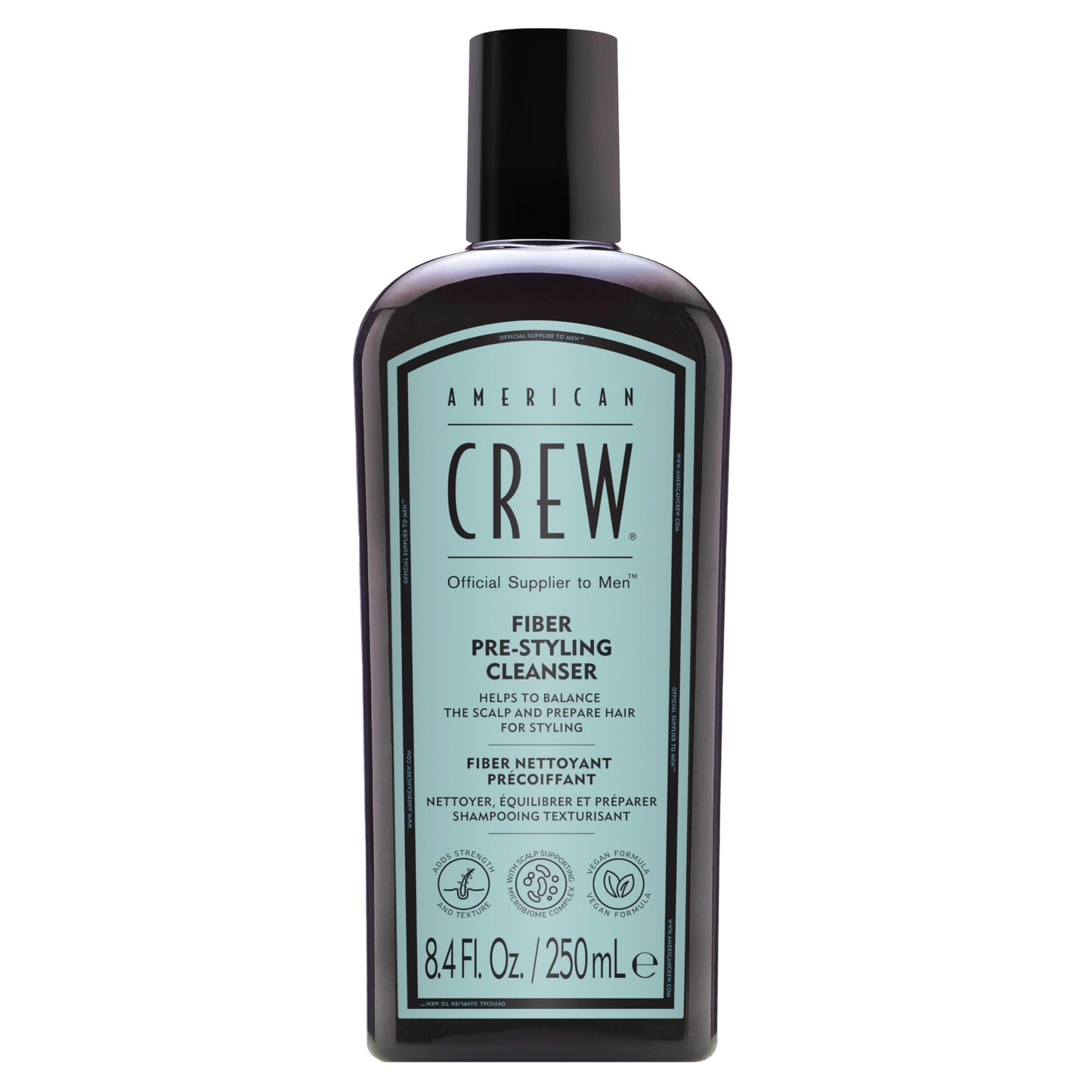 AMERICAN CREW Men's Pre-Styler Fiber Shampoo for Damaged & Fine Hair, Strengthening Shampoo, Adds Thickness & Shine, Vegan, 8.4 fl oz