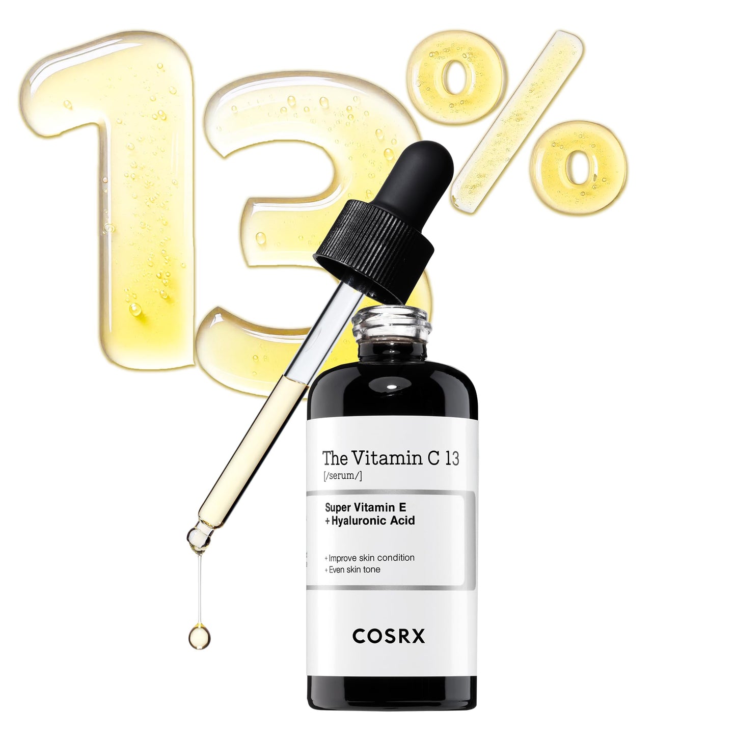 COSRX Pure Vitamin C 13% Serum with Vitamin E & Hyaluronic Acid, Hydrating Facial Serum for Fine Lines, Uneven Skin Tone & Dull Skin, 0.67fl.oz/20ml, Korean Skin Care