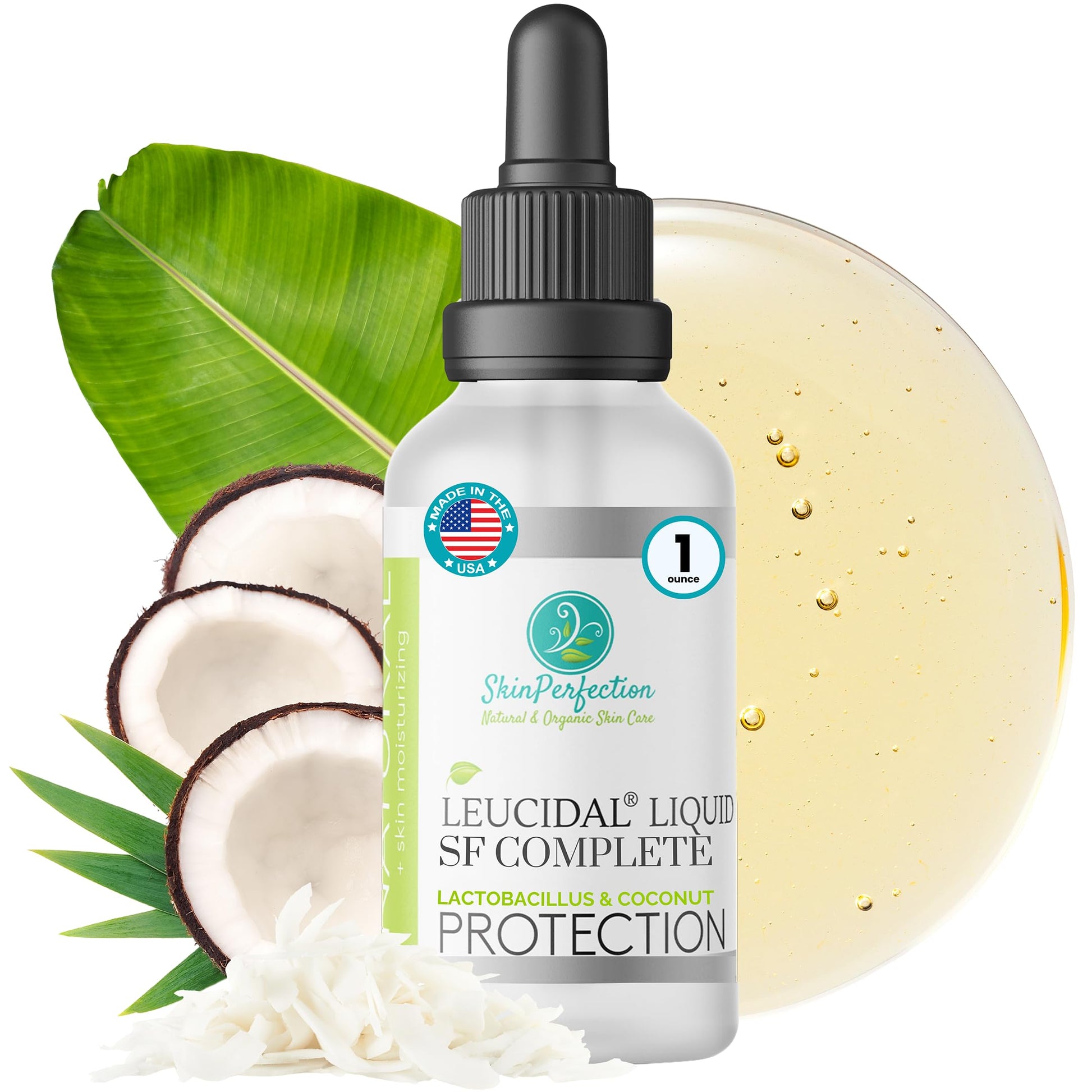 Skin Perfection Leucidal SF Complete - DIY Leucidal Liquid SF Natural Alternative Preservative for Lotion Making - Leucidal Liquid Complete with Lactobacillus & Coconut for Complete Protection 1oz