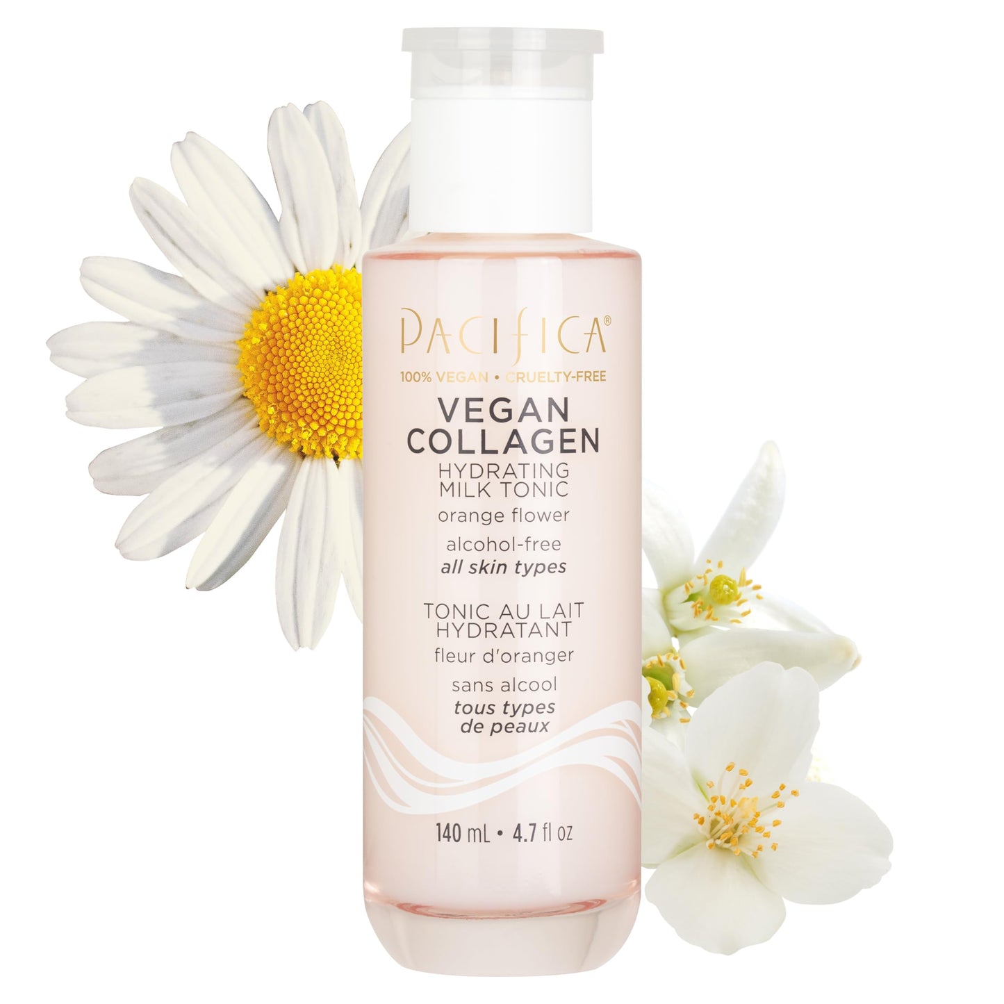 PACIFICA Vegan Collagen Hydrating Milk Tonic Alcohol-Free Milky Toner & Essence Moisturizing Vegan Collagen Face Tonic w/Hyaluronic Acid, Chamomile Jasmine All Skin Types Vegan DERMAtologist Tested
