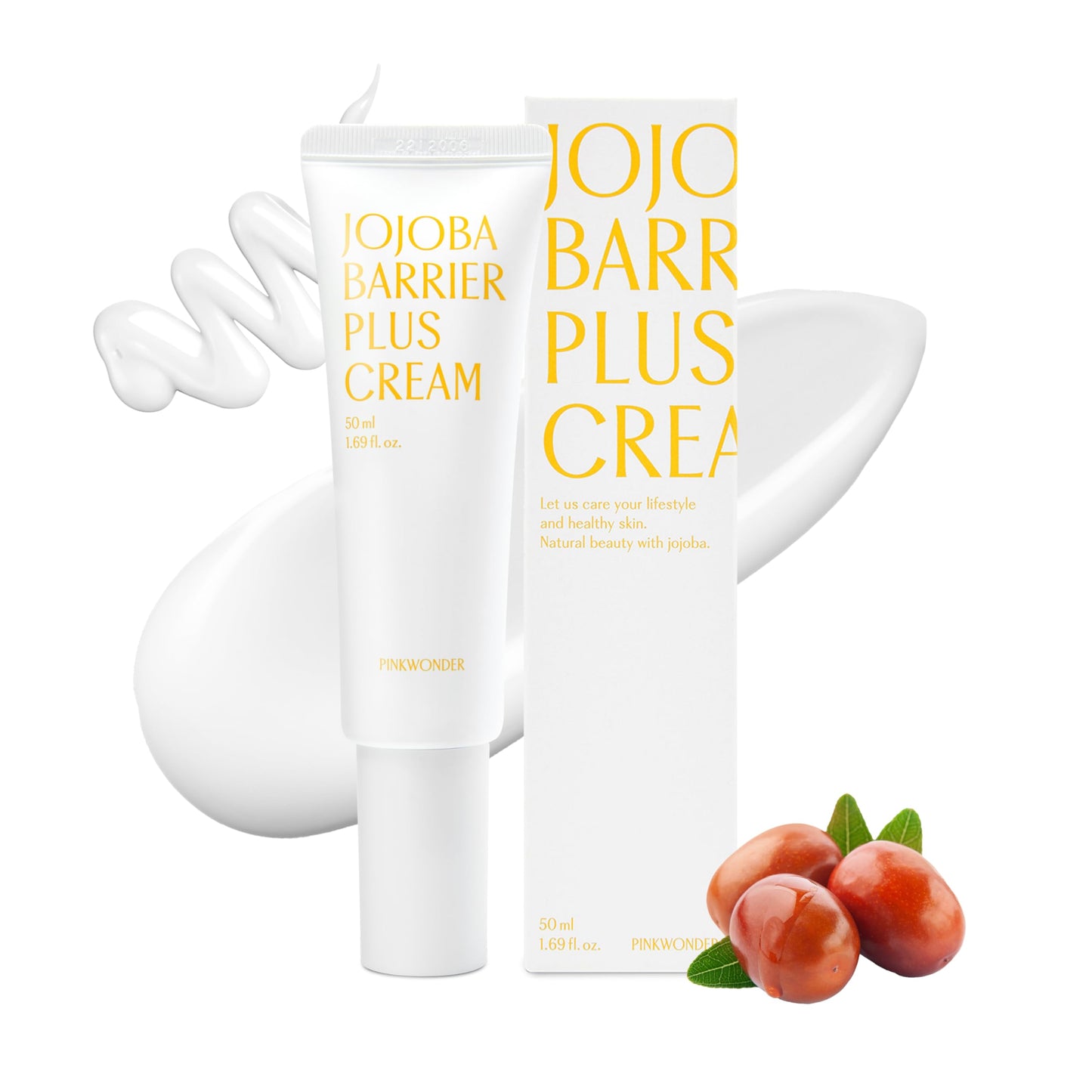 Jojoba Berrier Plus Cream 1.69oz(50ml), 24HR Long Lasting Moisturizier Face Cream, Jojoba Oil and Hyaluronic Acid for Dry Skin, Korean Skin Care
