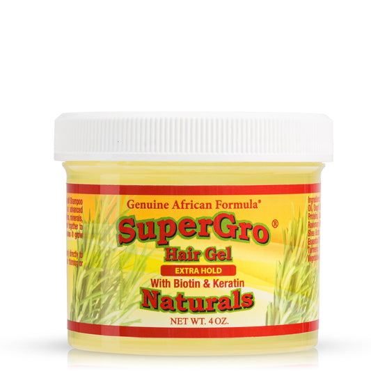 SuperGro Hair Gel with Extra Hold - For Braiding, Locking, Instant Edge Control, Twisting, Retwisting - Natural Grip Jam for Neat Shining - Braid, Loc Care Gel with Black Castor Oil - 4 Oz