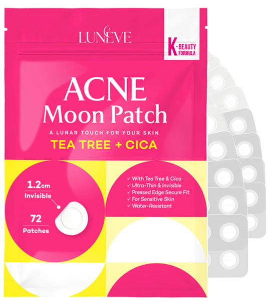 Acne Patch 72 Count Hydrocolloid Pimple Stickers with Tea Tree & Cica K-Beauty Inspired Invisible Spot Dots for Face & All Skin Types