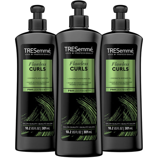 TRESEMME Flawless Curls Combing Cream - Nourishing Curl Cream for Wavy Hair, Curly Hair Care with Coconut & Avocado Oil for Hair, Anti-Frizz Hair Styling Products, Scented, 10.2 Oz (Pack of 3)