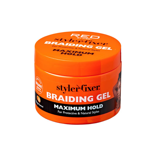 Red by Kiss Hold Braiding Gel for Box Braids, Cornrows- Hydrating, Conditioning, Adds High Shine, Enriched with Certified Organic Jamaican Black Castor Oil (Maximum Hold) (No Color, 6 Ounce)