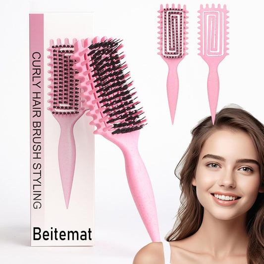 Curl Defining Brush Curl Brush For Curly Hair Curly Hair Brush with Side Gear for All Wet or Dry Hair Types for Combing and Shaping Men's and Women's Curls (Pink)