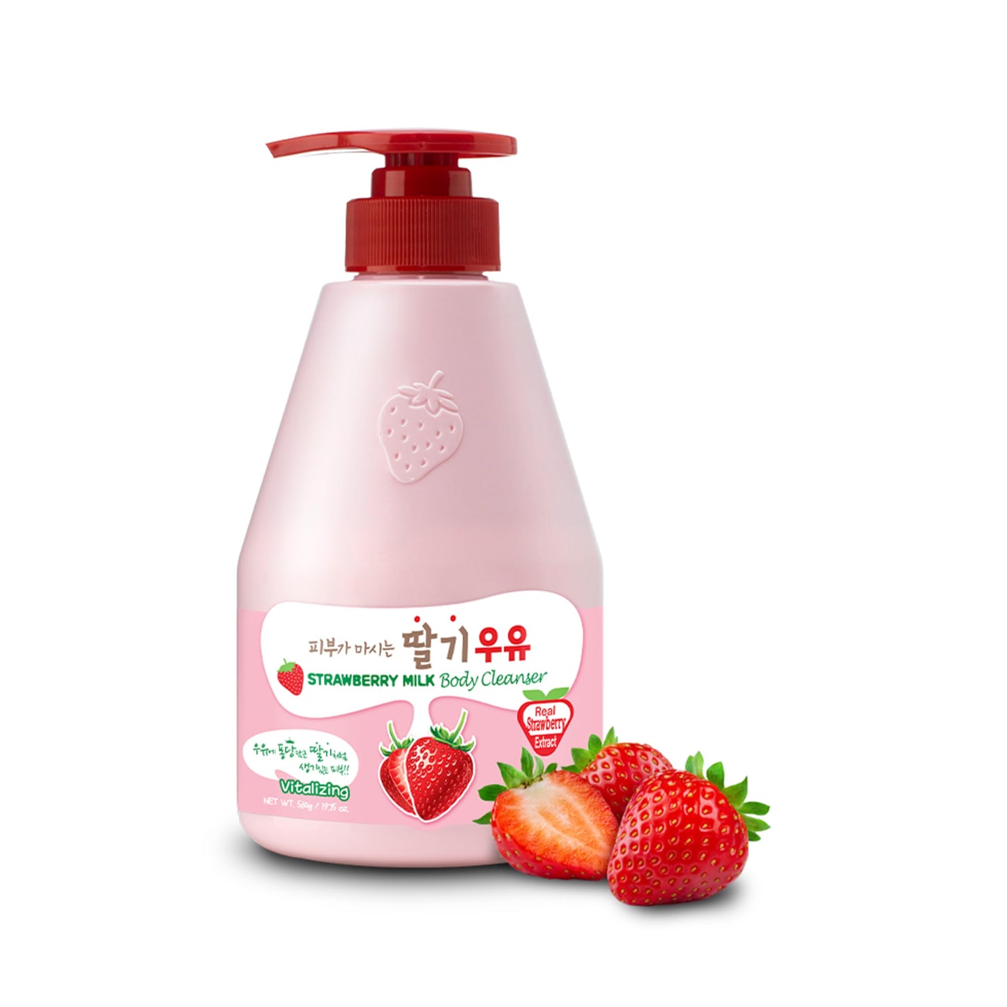 WELCOS KWAILNARA Strawberry Milk Body Wash Korean Body Cleanser with Strawberry Extract for Hydrated, Smooth Skin, 560 g / 19.75 oz.