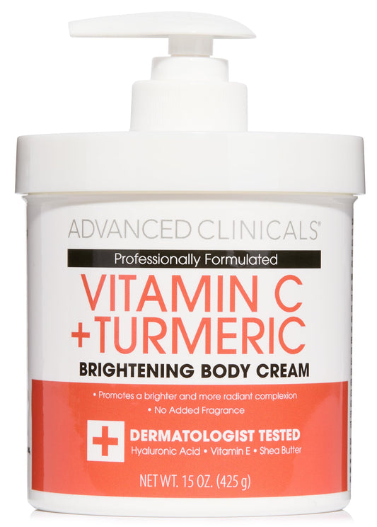 ADVANCED CLINICALS Vitamin C Cream Dry Skin Rescue Skin Care Face & Body Cream Infused W/Turmeric, Vitamin E, & Shea Butter. Firming & Brightening Anti Aging Moisturizer, 15 Fl Oz