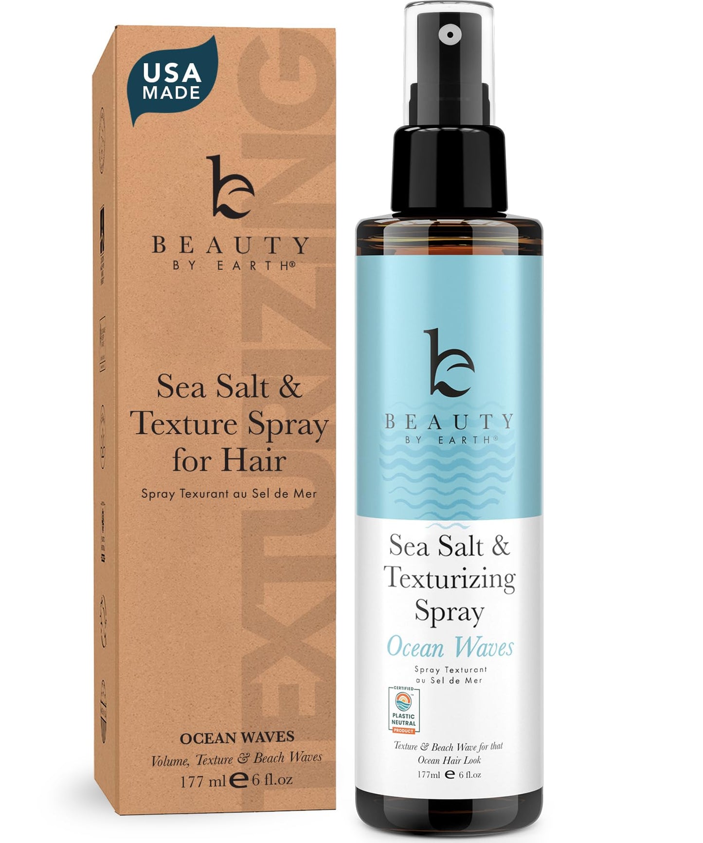 Sea Salt Spray for Textured Beach Waves & Volume - USA Made with Organic Ingredients, Texturing and Volumizing Spray for Fine Hair for Men & Women