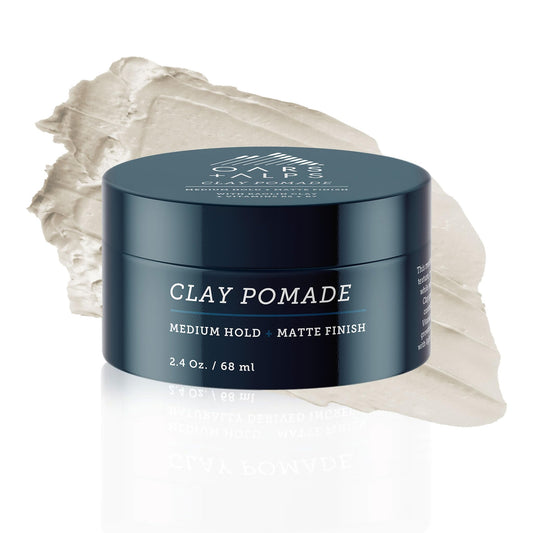 Oars + Alps Clay Hair Pomade for Men with Biotin, Kaolin Oil, Bentonite Clay, Jojoba Oil, Vitamin B7 & B5, Promotes Hair Growth, Medium Hold, Matte Finish, Reduces Frizz, 2.4oz