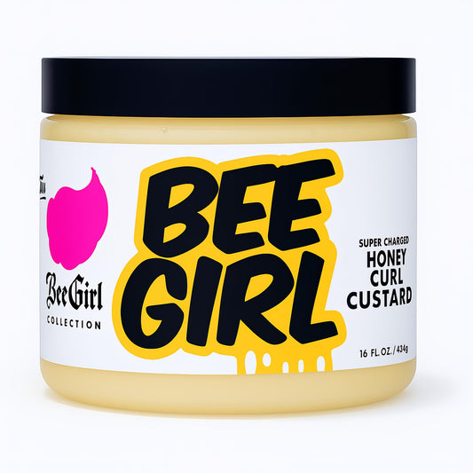 New Bee Girl Honey Curl Custard Cream for Curly Hair 16 oz Moisturizing Curl Cream with Honey, Aloe & Vitamins No Crunch, No Flakes For Women with Dry or Frizzy Hair