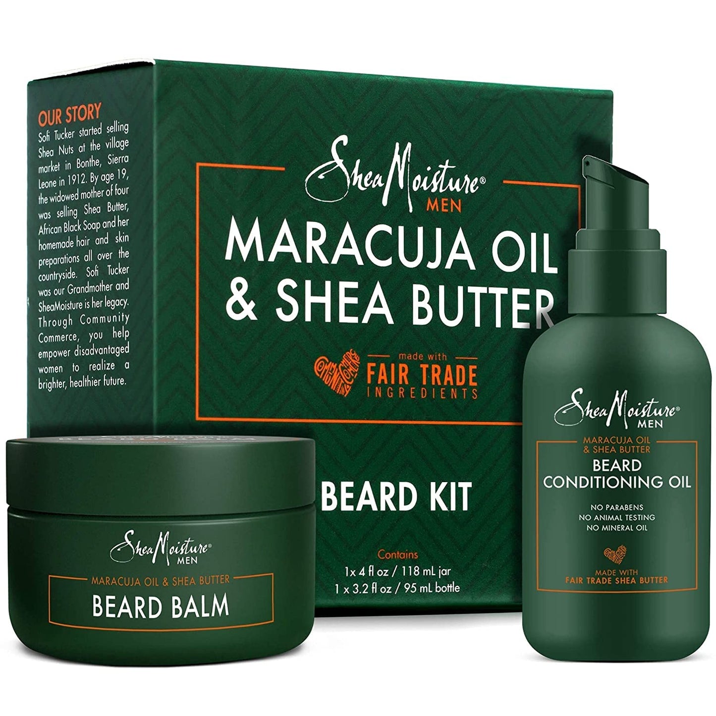 SheaMoisture Beard Oil & Beard Balm - Beard Kit for Men w/Maracuja & Fair Trade Organic Shea Butter, Dry Beard Oil, Softener & Conditioner (2 Piece Set)