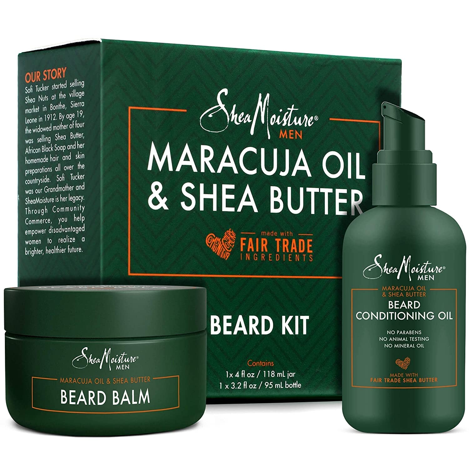 SheaMoisture Beard Oil & Beard Balm - Beard Kit for Men w/Maracuja & Fair Trade Organic Shea Butter, Dry Beard Oil, Softener & Conditioner (2 Piece Set)