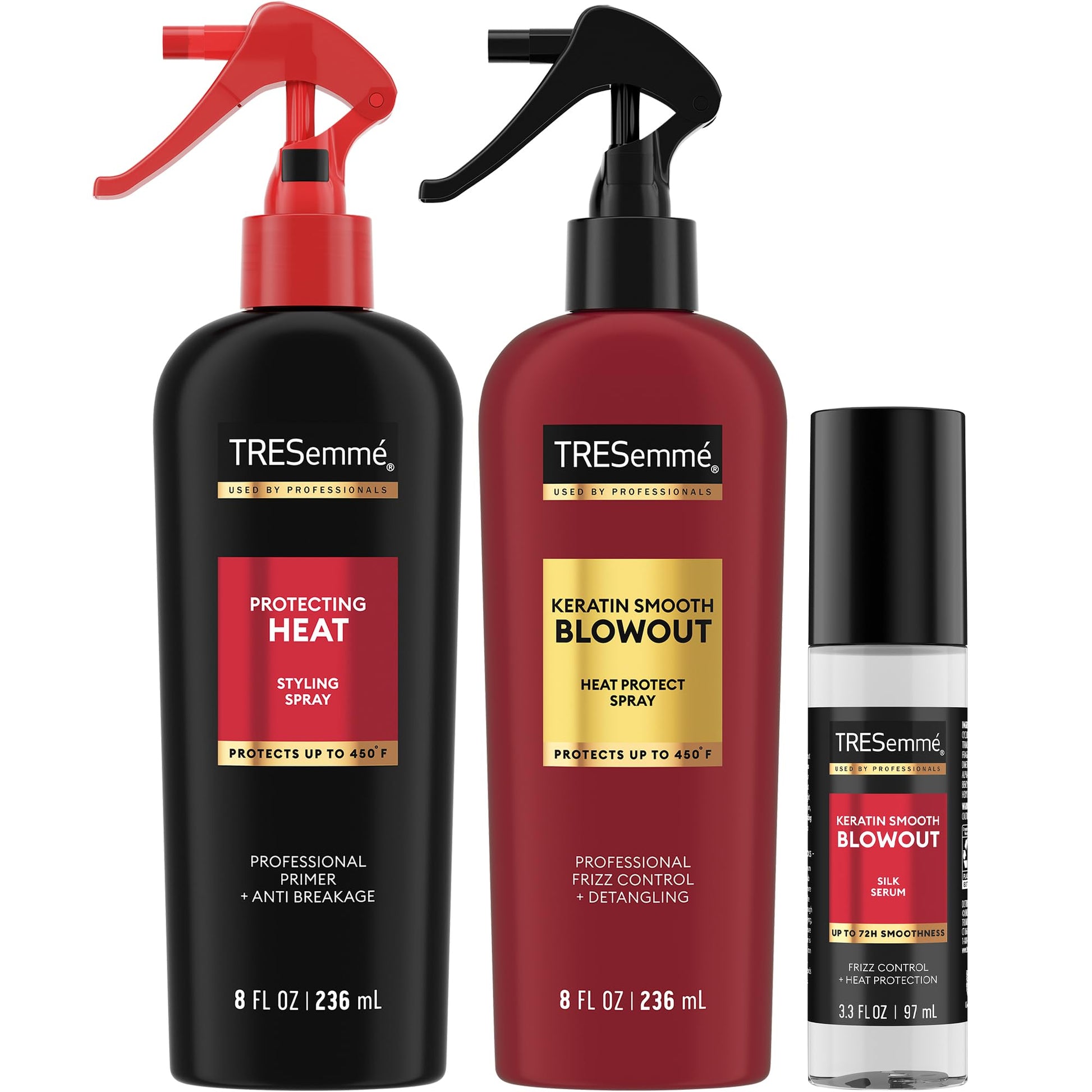 TRESEMME Blowout Products for Hair with 450¡F Heat Protection & Frizz Control Keratin Smooth Blowout Spray & Silk Serum + Protecting Heat Spray (3 Piece Set)