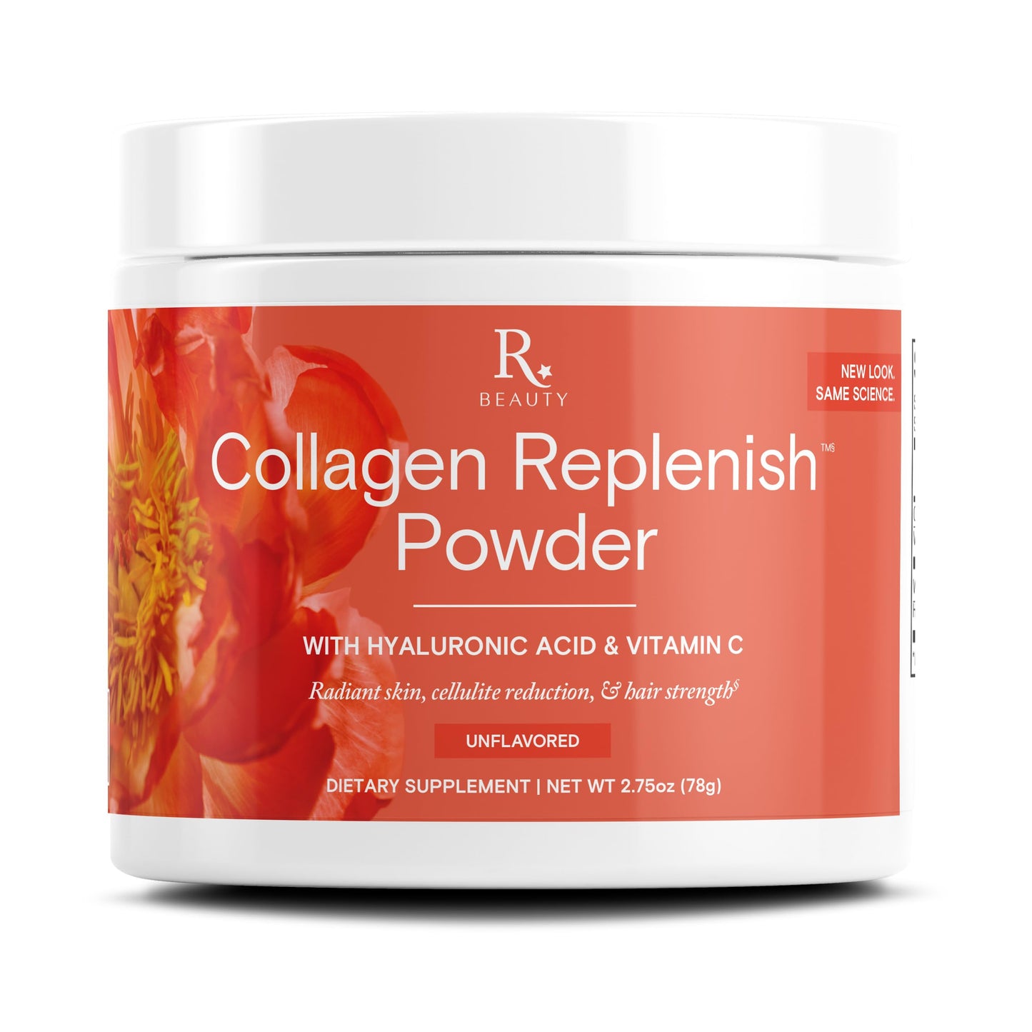 Reserveage Nutrition Collagen Replenish Powder with Hyaluronic Acid & Vitamin C - No-Taste Collagen for Radiant Skin Care, Hair Growth & Cellulite Reduction - Mixes Easily - 2.75 oz