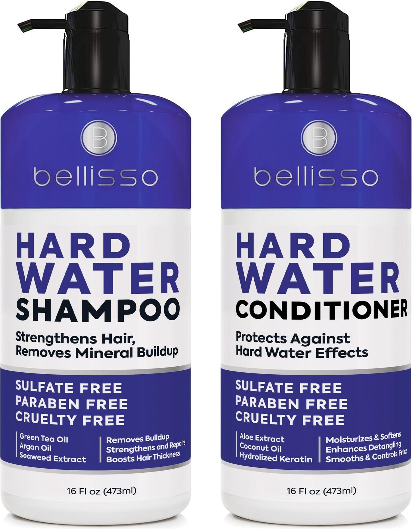 Hard Water Shampoo and Conditioner Set - Sulfate Free Hair Care Products for Women and Men - Moisturizing Treatment with Chelating Properties for a Deep Clean - Remover for Cleansing Mineral Build Up