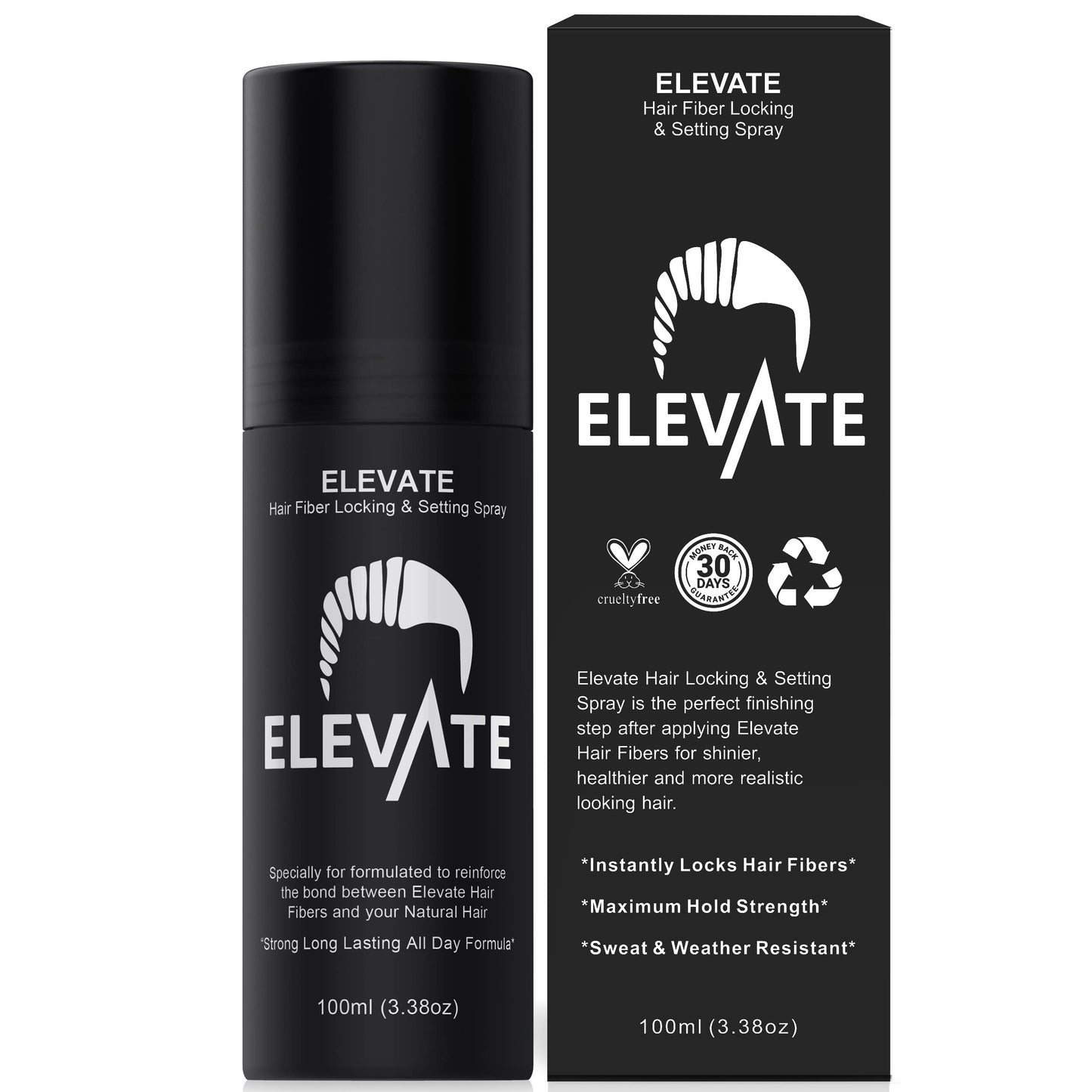 Elevate Hair Fiber Locking & Setting Hold Spray | New Advanced Long Lasting Formula | 2-6 Month Supply | Strong Formula for Wind, Sweat, and Weather Resistant for Men and Women