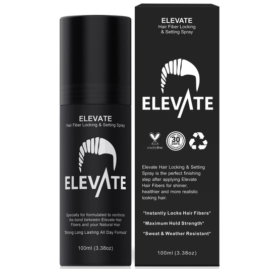 Elevate Hair Fiber Locking & Setting Hold Spray | New Advanced Long Lasting Formula | 2-6 Month Supply | Strong Formula for Wind, Sweat, and Weather Resistant for Men and Women