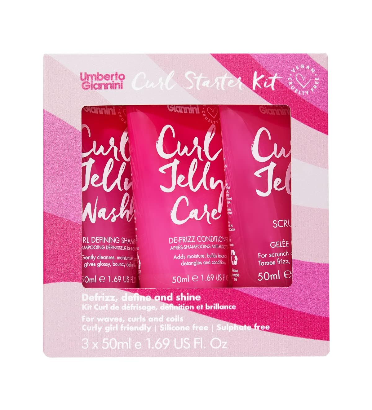 Umberto Giannini Curl Jelly Starter Kit - Travel Size Curl Scrunching Jelly, Shampoo & Conditioner
