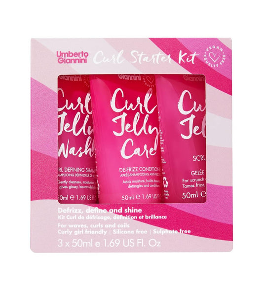 Umberto Giannini Curl Jelly Starter Kit - Travel Size Curl Scrunching Jelly, Shampoo & Conditioner