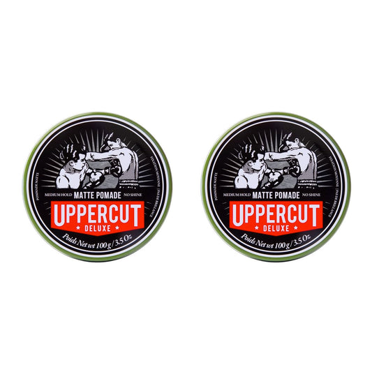 Uppercut Deluxe Matte Pomade Hair Styling Product For Men With A Medium Hold, No Shine Water Based Matte Hair Styling Product Easy Wash Out, No Residue 2 x 100g