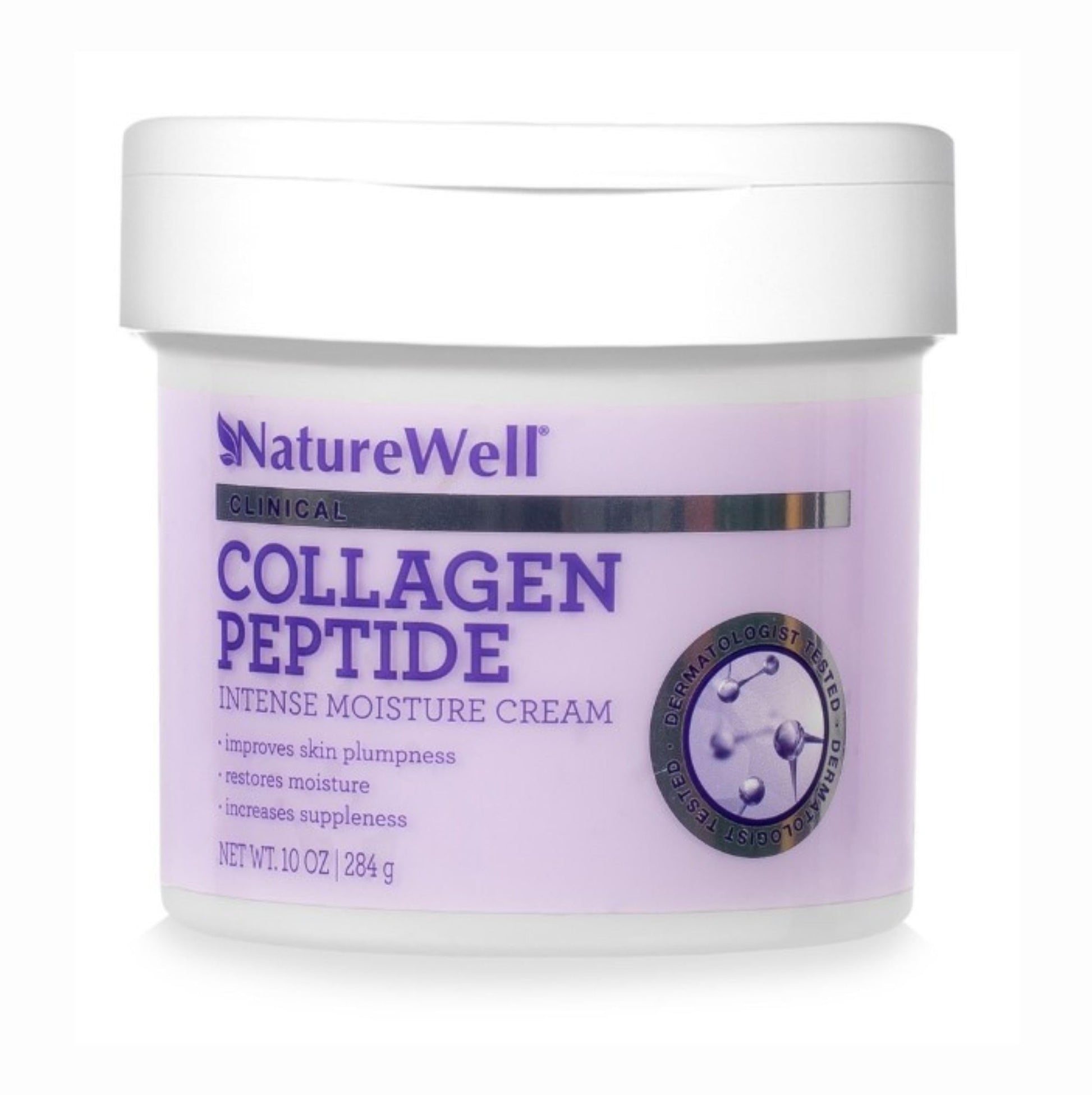 NATURE WELL Clinical Collagen Peptide Intense Moisture Cream for Face, Neck, & Body, Anti-Aging, Hydrates, Plumps, Restores Moisture, & Increases Suppleness, 10 Oz (Packaging May Vary)