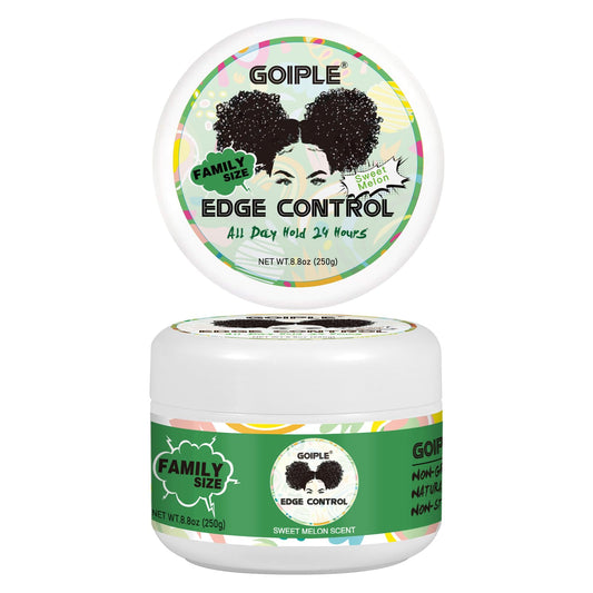 Goiple 8.8 OZ Edge Control Wax for Women Strong Hold Non-greasy Edge Control Smoother Edge Wax Styling Fixer Edge Control for Black Hair No Flaking, White Residue, Shine and Smooth (Sweet Melon)