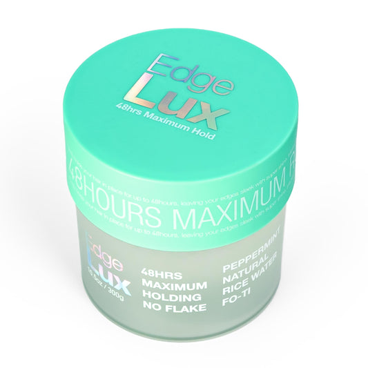 Edge Lux Peppermint Edge Control Gel with Castor Oil, Keratin, Biotin, and Olive Oil - 48 Hour Maximum Hold, Non-Flaking, Non-Greasy, Scented, Conditioning Styling Gel for All Hair Types, 10.58 Ounce