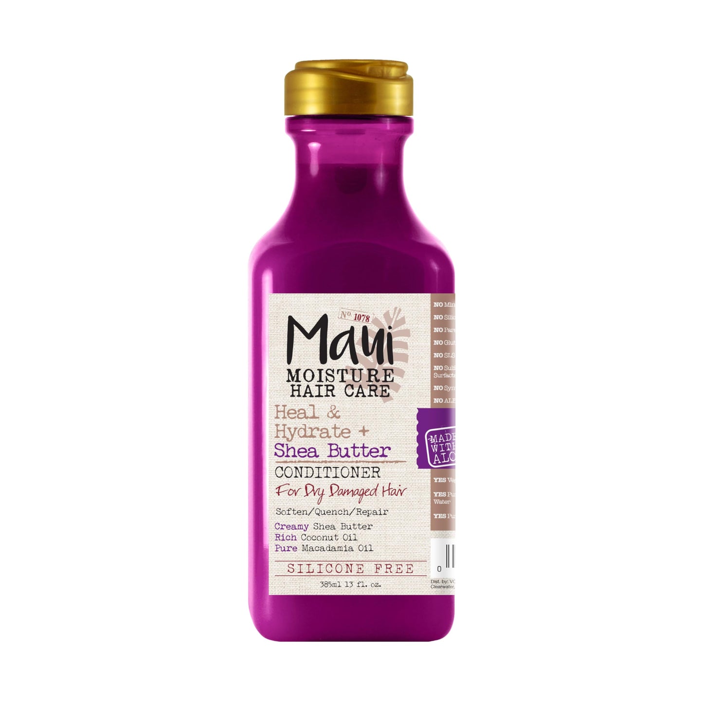 Maui Moisture Heal & Hydrate + Shea Butter Conditioner to Repair & Deeply Moisturize Tight Curly Hair with Coconut & Macademia Oils, Vegan, Silicone, Paraben & Sulfate-Free, 13 fl oz